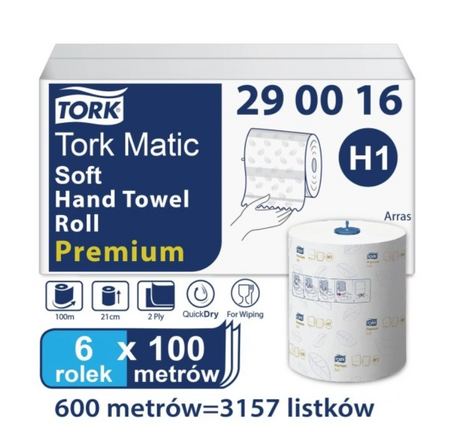 Tork 290016 Matic ekstra miękki ręcznik do rąk w roli celulozowy 100m 2W