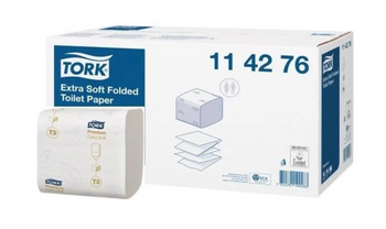 TORK 114276 Papier toaletowy listki w składce, celuloza, miękki, biały T3