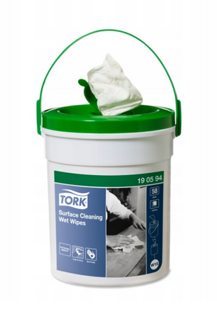 Tork 190594 czyściwo nasączane włókninowe o niskim stopniu pylenia w wiaderku białe