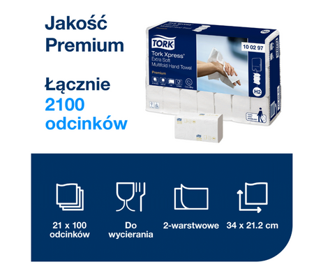 Tork 100297 Xpress ręcznik wielopanelowy, długi, 2100 listków