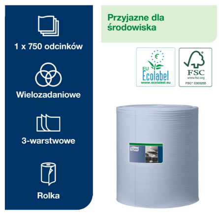 TORK 130080 Czyściwo 3-warstwowe 1 rola 255m przemysłowe superchłonne