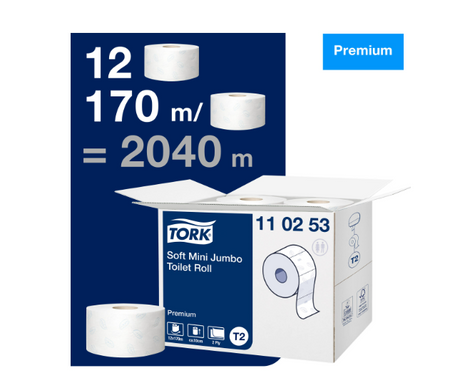 TORK 110253 papier toaletowy mini jumbo, biały 2W długość 170m 12 rolek