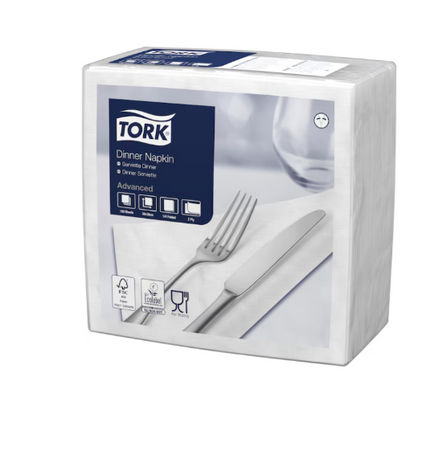 Tork 478746 biała serwetka obiadowa 39x39 cm, 150 szt napkinsy