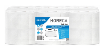 Papier toaletowy Horeca 500 jumbo 100% celuloza, 2W, 12 rolek