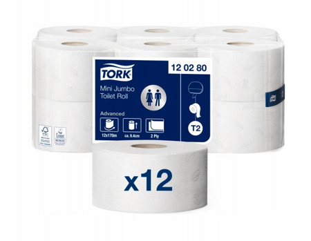 TORK 120280 papier toaletowy celuloza MIĘKKI JUMBO 2 warstwowy 12 szt