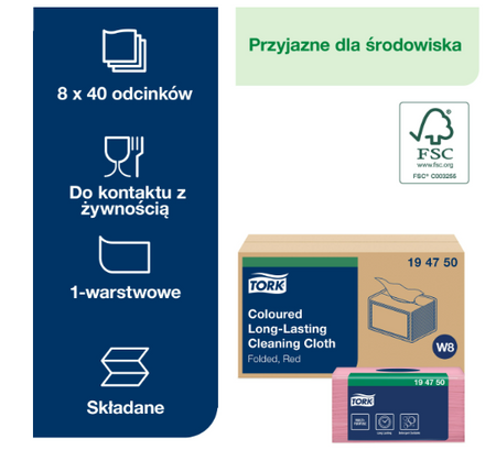 Tork 194750 wielorazowe ściereczki włókninowe, premium - Różowe