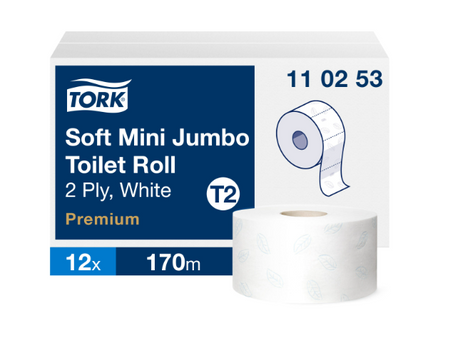 TORK 110253 papier toaletowy mini jumbo, biały 2W długość 170m 12 rolek