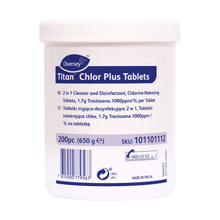 Diversey Titan Chlor Plus Tablets tabletki myjąco-dezynfekujące 6x200szt