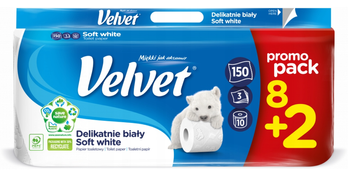 Velvet papier toaletowy Delikatnie Biały 10 rolek