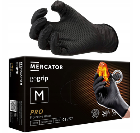 MERCATOR GOGRIP BLACK rękawice Czarne Mocne Warsztatowe GO GRIP M