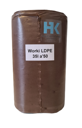 Worki na śmieci 35L LDPE, brązowe, 50 sztuk