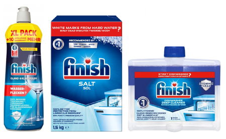 Zestaw Finish: sól 1,5kg,nabłyszczacz 0,8L i mycie